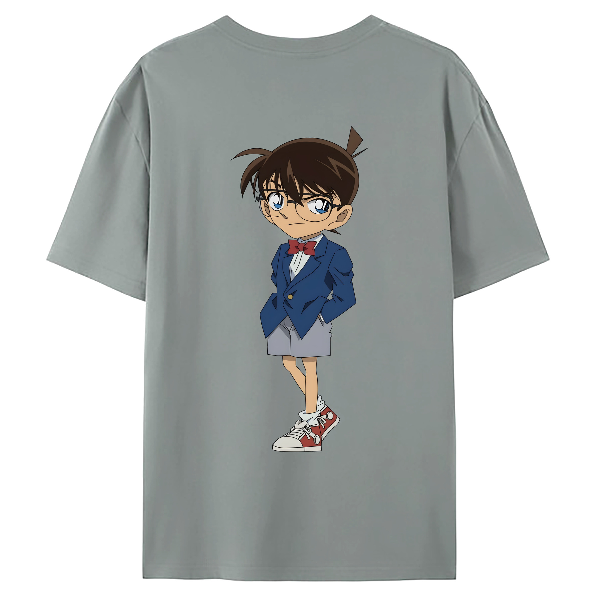 （画像用） 名探偵コナン 江戸川 コナン Detective Conan Conan Edogawa 綿100％ メンズ半袖Tシャツ（バックプリント） 通気性